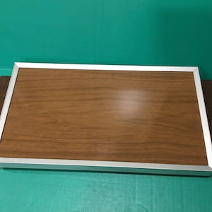 Electric food warmer tray, mid century party serving /warming tray/ plate appliance vntg 1960s wood look and aluminum great for breads