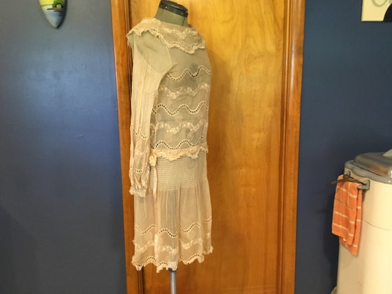 Antique lace dress 1910 1920 flapper style drop w… - image 2