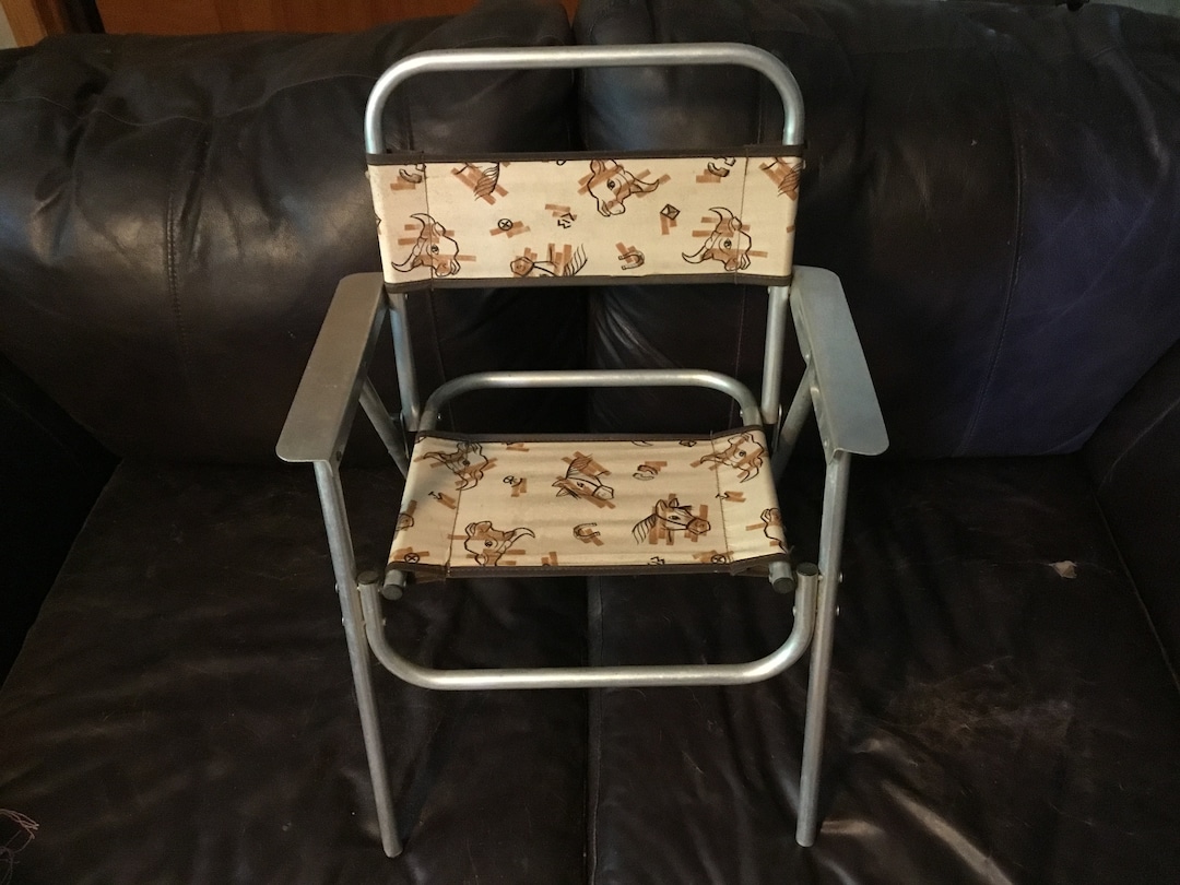 Vintage Western Childs Lawn Chair, Mid Century Aluminum Cowboy Theme