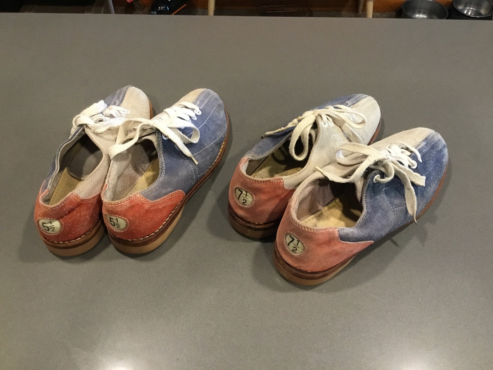 Vintage suede bowling shoes red white and blue size 5.5 and Etsy