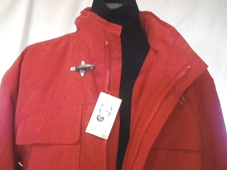 light weight vintage unisex with zipper and metal togle NOS NEW 1980s XL jacket-red