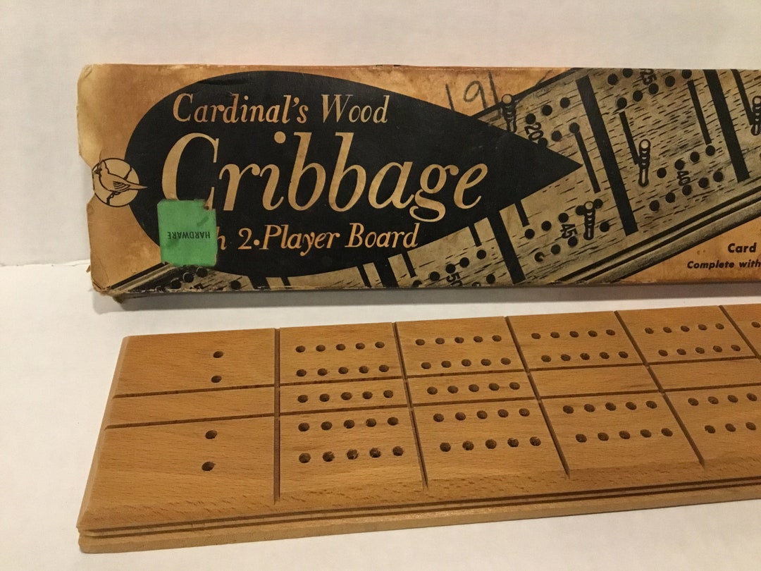 Vintage Cribbage Game Set by Cardinals Wood / Milton Bradley Co With