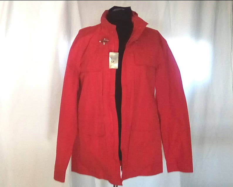 light weight vintage unisex with zipper and metal togle NOS NEW 1980s XL jacket-red
