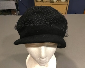 Vintage Womens 1940s Black Bucket Bow Netting Gothic - Etsy display picture 1