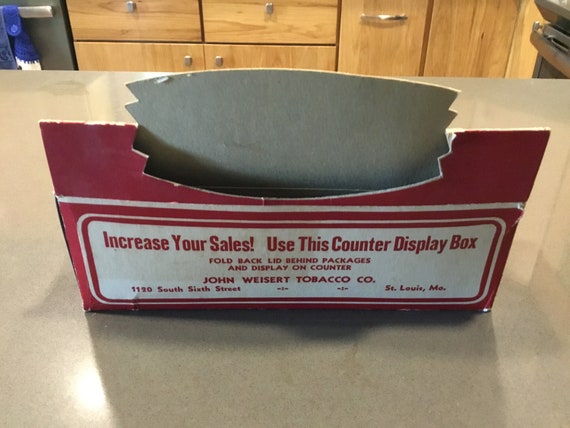 tobacco counter 1930/1940 Store Counter Display Box-john Weisert Tobacco Co, St Louis  Mo-custom Blending Mixture-smoking/vintage Sundry Prop Red & White