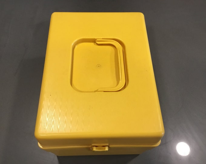 1960 1970 File Box, Plastic Large Storage Box W Carry Handle