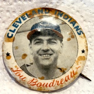 1940s Lou Boudreau Cleveland Indians Pin - badge- Vintage Guardians Baseball Collectible