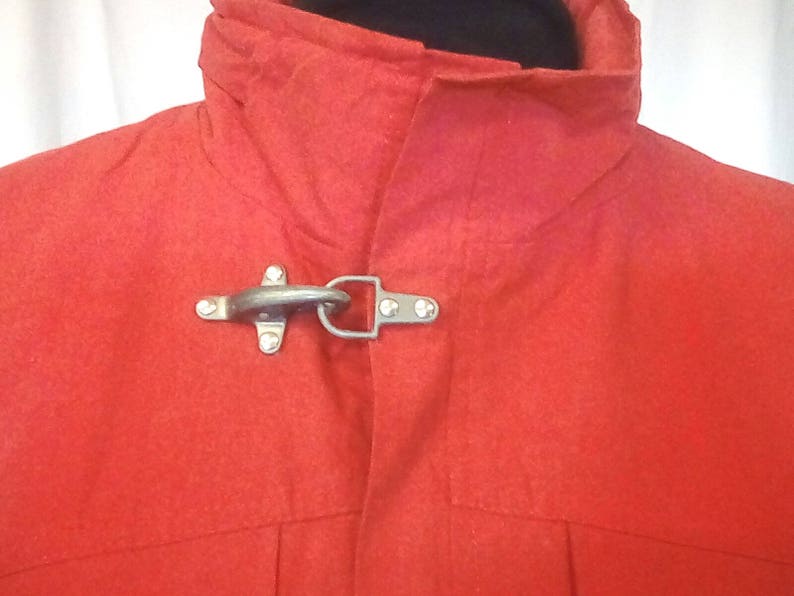 light weight vintage unisex with zipper and metal togle NOS NEW 1980s XL jacket-red