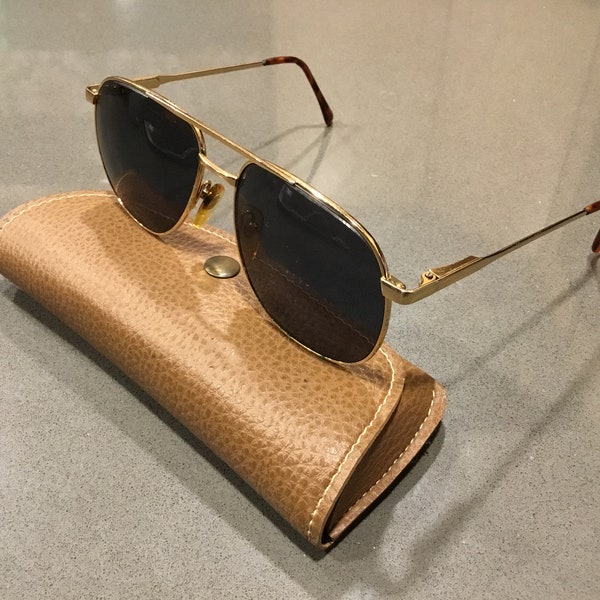 Vintage Aviator eye glasses frames gold spring hinge frames by Nuccio Optometrists In the aviator style Elvis type frames w brown case