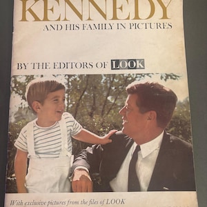 KENNEDY & His Family In Pictures by the editors of LOOK Magazine 1963-candid family photos/information of JFKs+Jacqueline kids life-33 pages