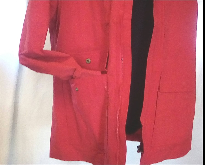 light weight vintage unisex with zipper and metal togle NOS NEW 1980s XL jacket-red