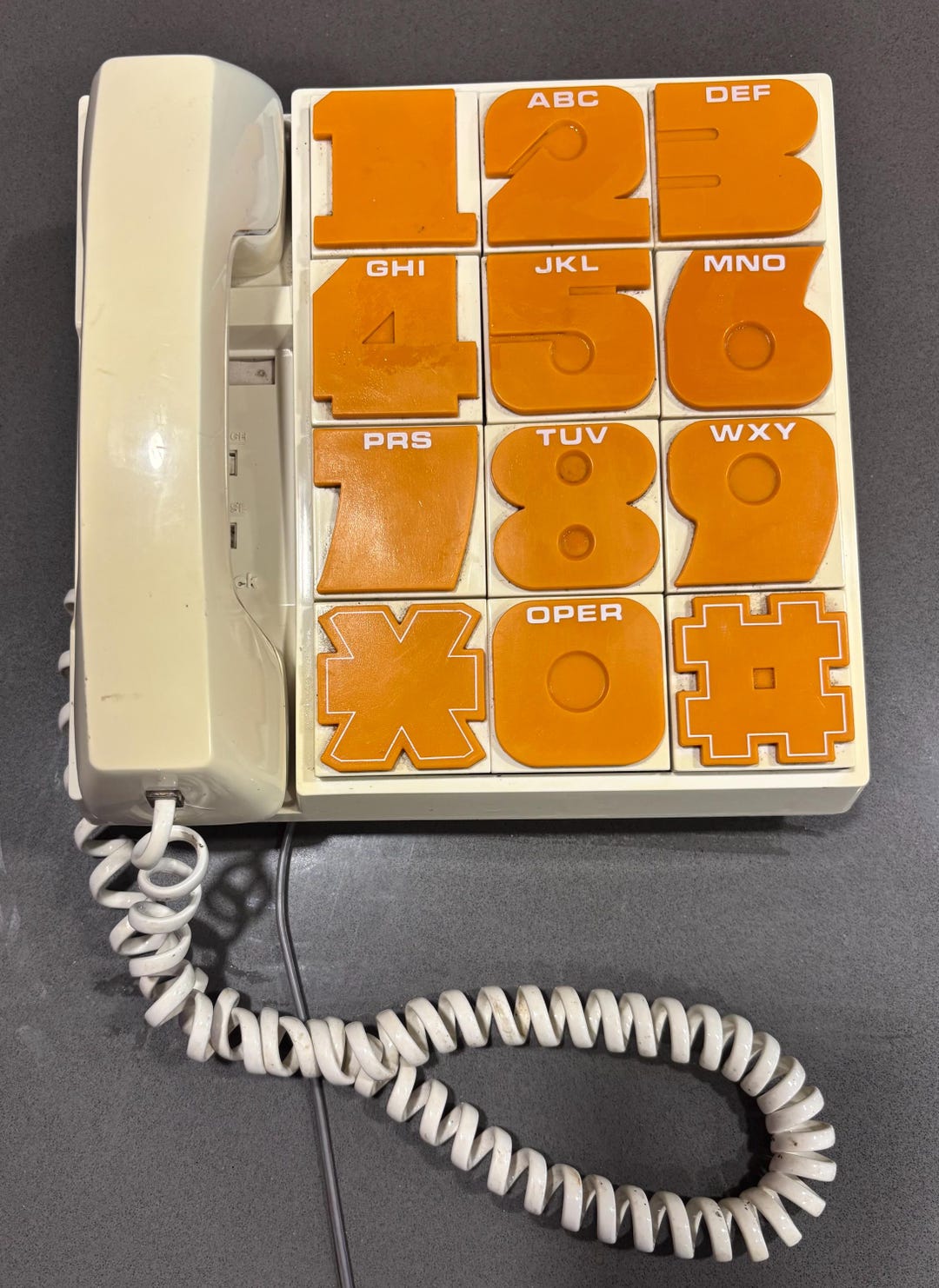 1970 80 90 MOD Large Number Telephone/land Line-works-beige & Orange ...