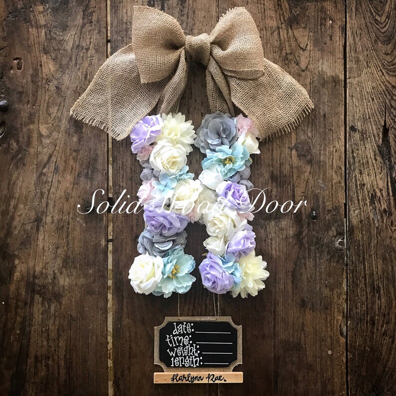 Custom Floral Letter Hospital Door Hanger Flower Initial door Etsy