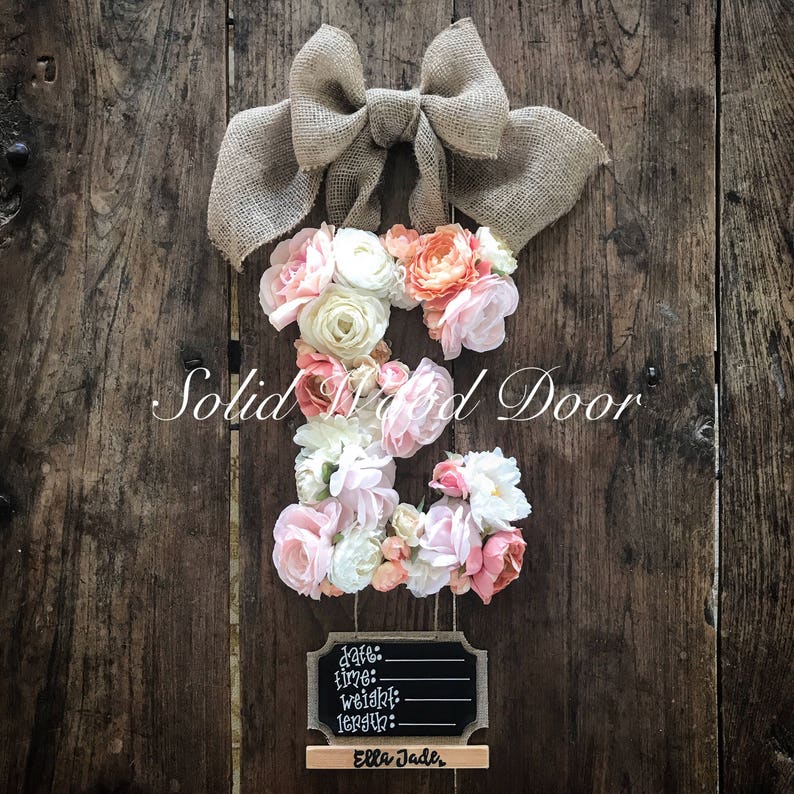 Custom Floral Letter Hospital Door Hanger Flower Initial door Etsy