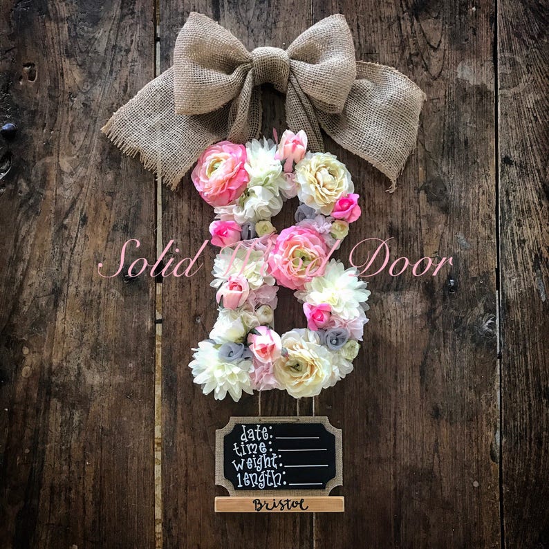 Custom Floral Letter Hospital Door Hanger Flower Initial door Etsy
