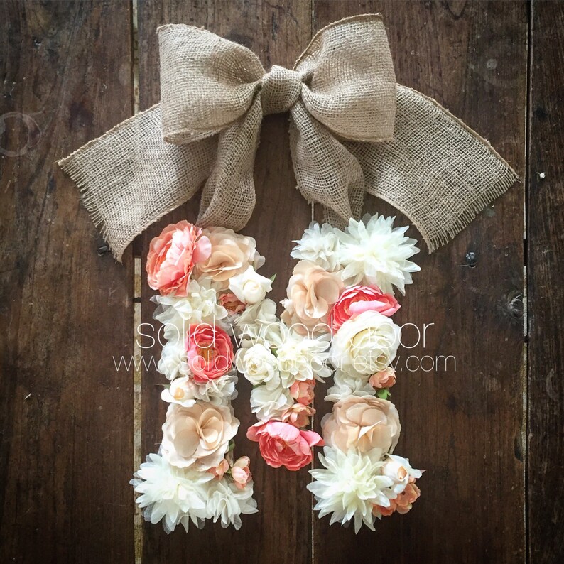 Custom Floral Letter Hospital Door Hanger Flower Initial door Etsy