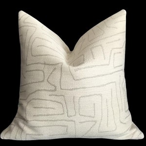 Geometric Throw Pillow Cover: Cream & Grey Decorative Cushion with invisible zipper