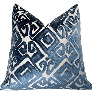 Blue Velvet Throw Pillow, Cut Velvet pillow cover, Luxurious toss pillow, cover only, square or lumbar