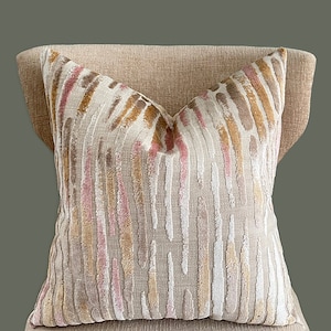 Blush Pink and White Velvet Pillow Cover - Soft and Luxurious Accent for Your Home Decor. Square or lumber sizes