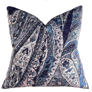 Velvet Pillow Cover in Blue, Luxurious Throw pillow cover in 20x20, 22x22 and other sizes