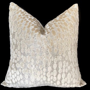 Contemporary Oval Velvet pillow cover in oyster, Luxurious Throw pillows, 20x20, 22x22 pillows