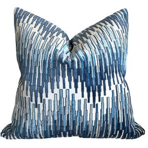 Blue Cream Velvet Pillow Cover, Decorative Throw Pillow, 20x20,22x22, Couch Pillow