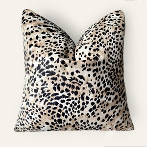 Safari Chic Animal Print Pillow Cover, Faux Animal Fur Pillow, Cheetah Beige Black  22x22, 20x20 and other sizes