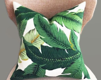 Palm leaf pillow, Decorative pillow cover, Throw pillow cover, Green pillow cover, Indoor or Outdoor pillow cover, accent pillow