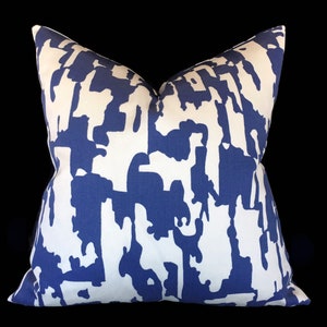 Designer Pillow cover, White Blue Throw pillow, Modern print pillow, Contemporary home decor