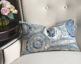 Lumbar Indigo Blue Throw pillow cover, Pillow with textured fabric, 12x18, 12x20, 14x20, 14x22
