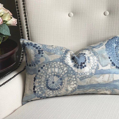 Lumbar Indigo Blue Throw Pillow Cover Pillow With Textured Etsy