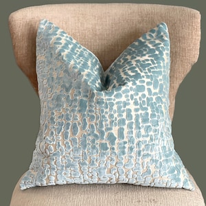 Velvet Pillow Cover in spa, light blue. Soft and Luxurious Accent for Your Home Decor. Square or lumbar sizes