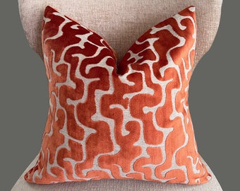 Maze Cut Velvet pillow, LuxiriousThrow pillow cover, 18x18, 20x20, 22x22 accent pillows