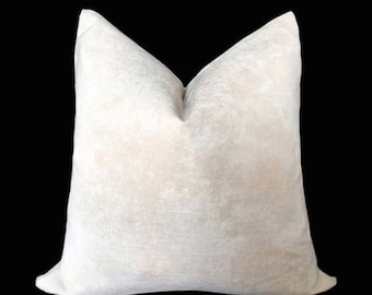 Cream Velvet Pillow cover, Light beige throw pillow cover, Many Sizes, Solid velvet pillow, throw pillow, accent pillow