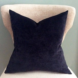 Solid Black Velvet Pillow cover, Black throw pillows, accent pillow, 18x18, 20x20, 22x22