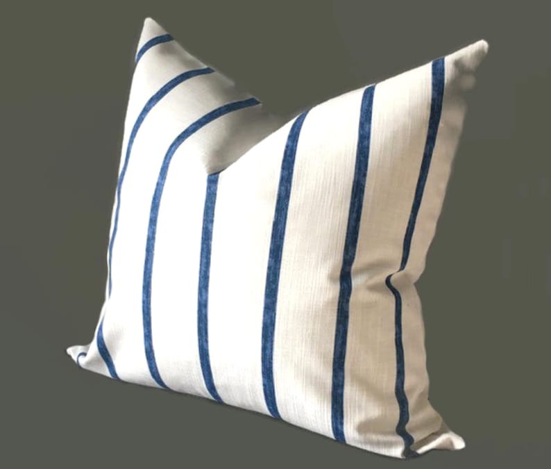 Classic stripe pillow cover white blue ticking ticking Etsy