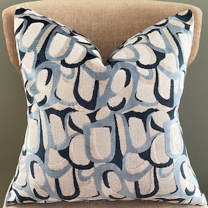 Blue Velvet Pillow Cover: Abstract Designer Toss Pillow, many sizes available