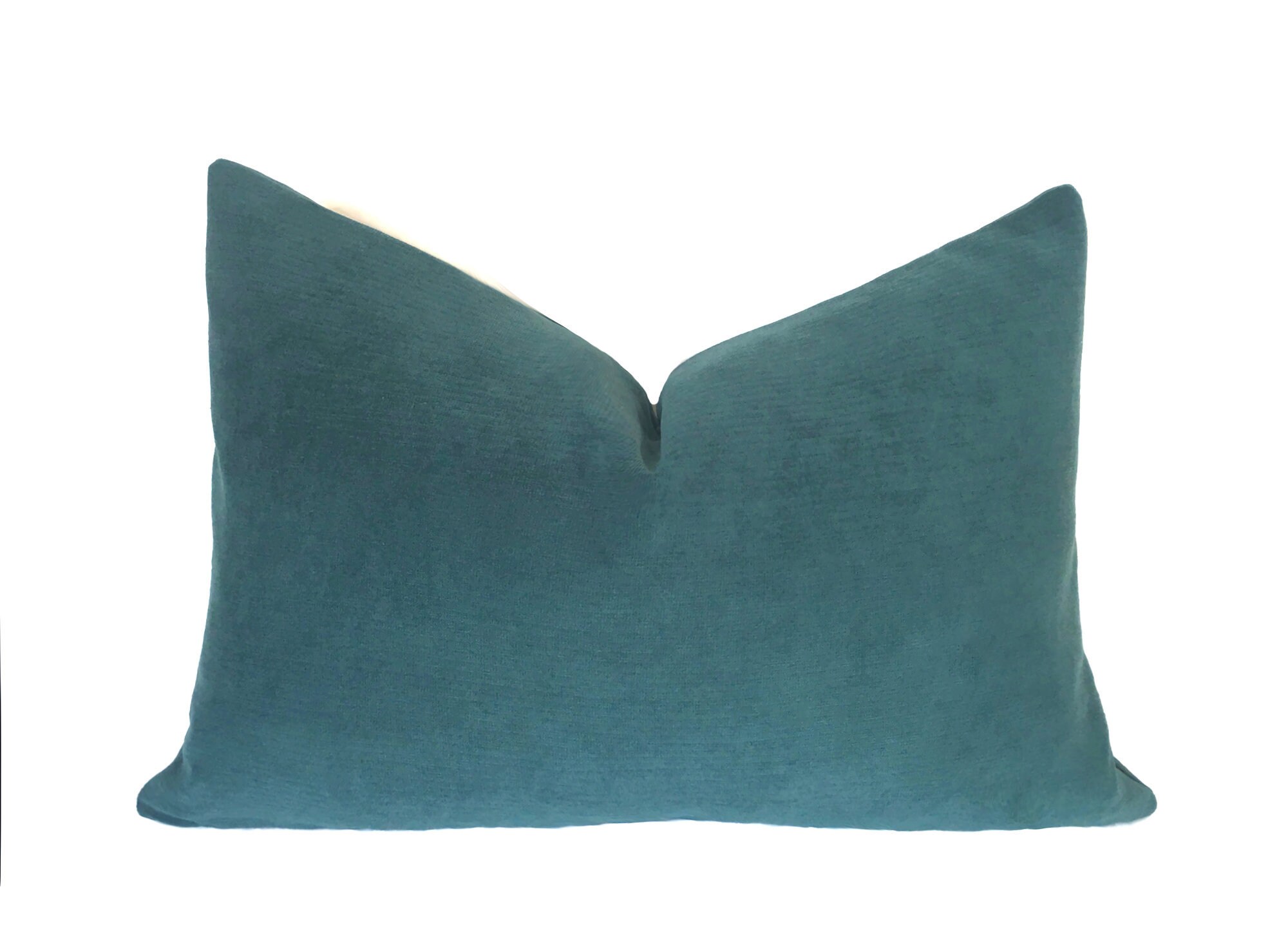 Teal Blue Velvet Lumbar Pillow Cover // Small Throw Pillows// Etsy