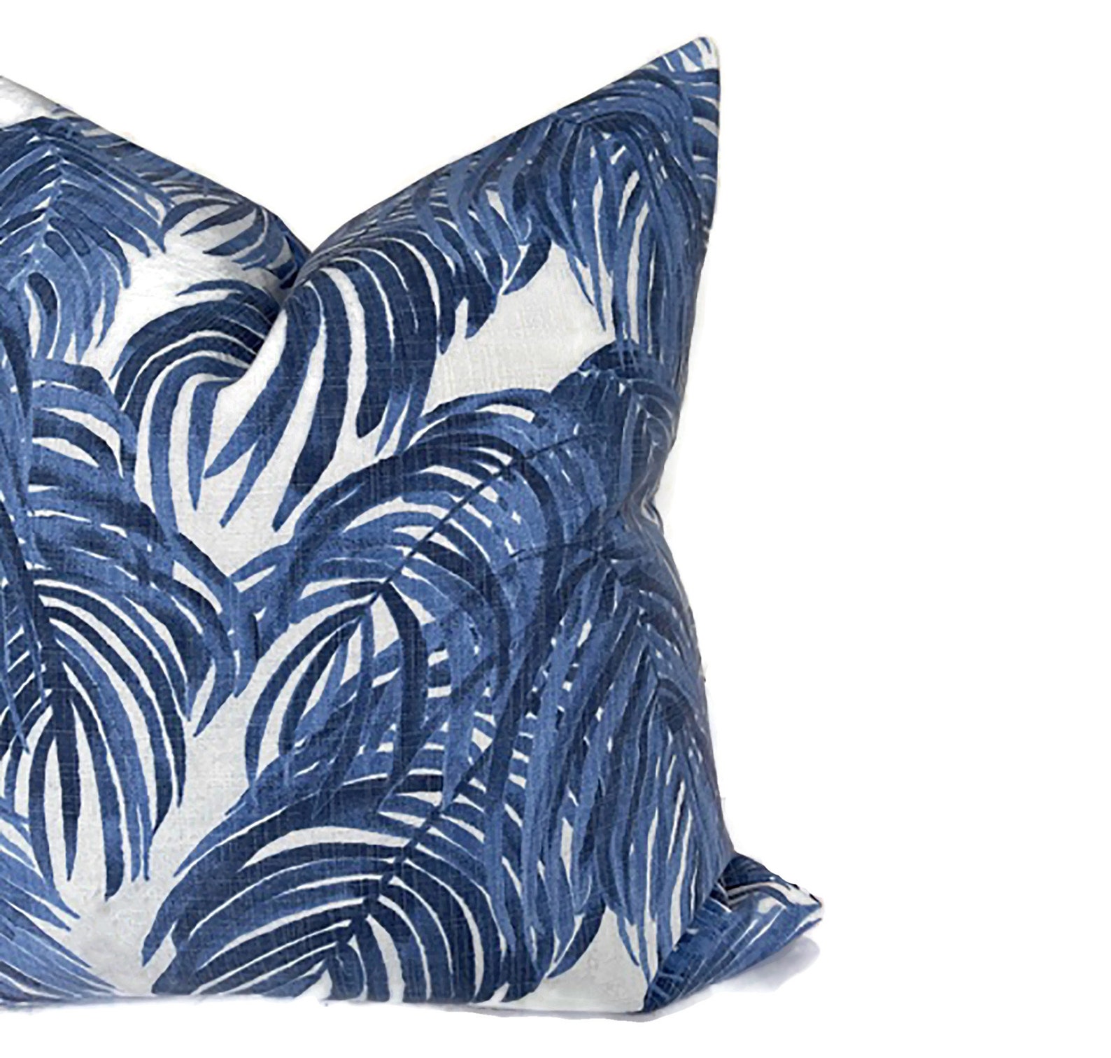 Throw pillow cover in blue and white Decorative palm leaves Etsy