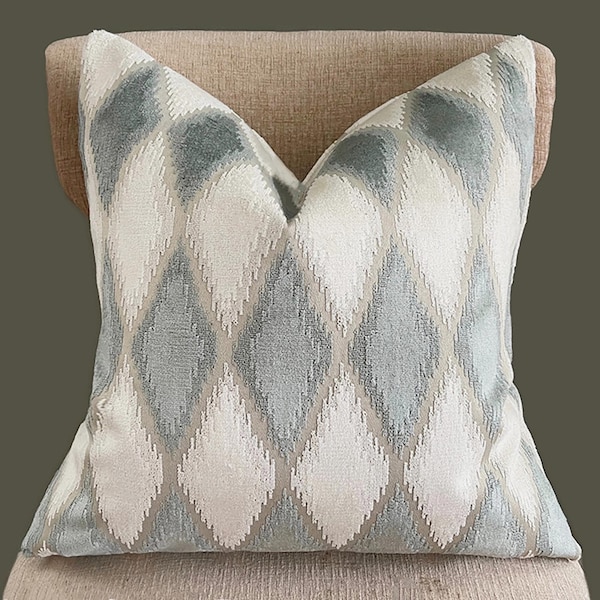 Velvet Throw Pillow Cover, Cream Sage Green decorative pillow, 18x18, 20x20, 22x22, 24x24 square or lumbar pillow cases