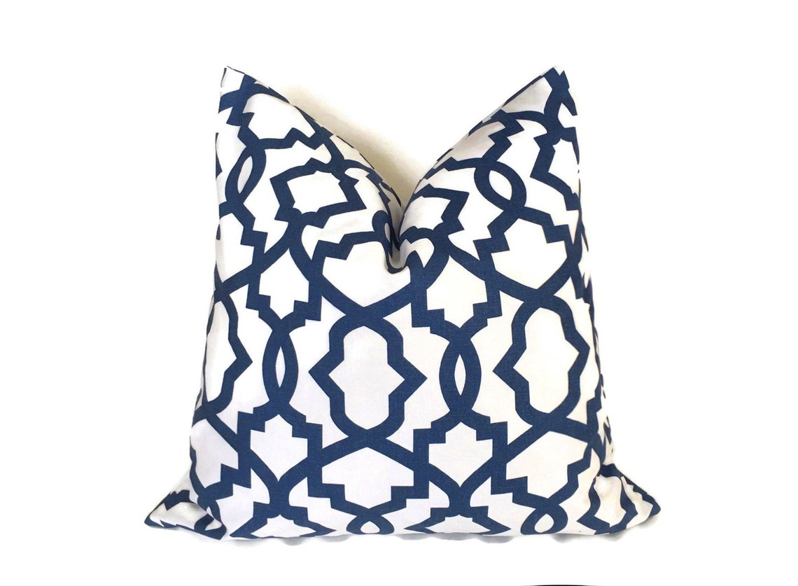 Blue White Geometric Pillow Cover Throw Pillow Case Home Etsy