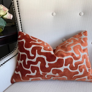 Lumbar Velvet Throw pillow cover in brick, Pillow made of raised velvet, 12x18, 12x20, 14x20, 14x22, small pillow