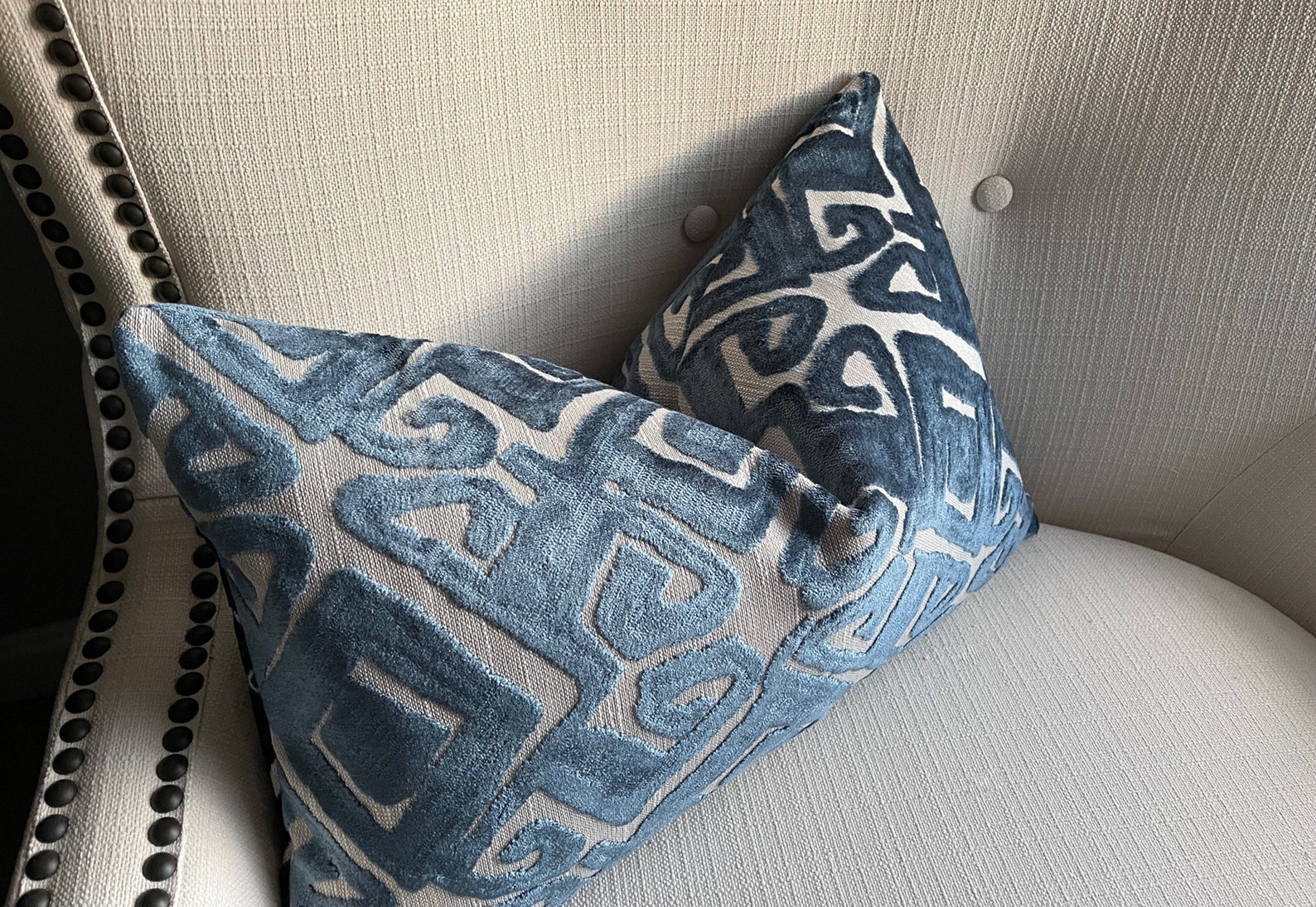 Blue Velvet Toss Pillow Pillow Cover With Invisible Zipper Etsy