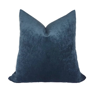 Blue Velvet Pillow Cover, Blue Throw Pillows, Decorative pillows, Pillow case, Slate Blue, Sofa pillow cover