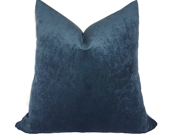 Blue Velvet Pillow Cover, Blue Throw Pillows, Decorative pillows, Pillow case, Slate Blue, Sofa pillow cover