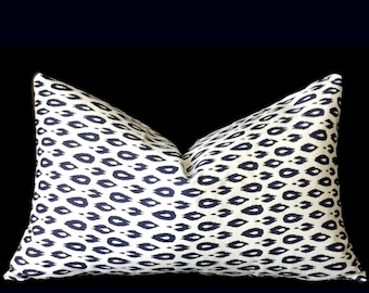Blue Leopard Print Lumbar Pillow Cover: Decorative Throw Pillow