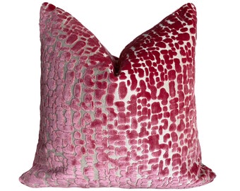 Pink Velvet Throw Pillow Covers, Luxurious Throw pillows, Cut velvet, square or lumbar