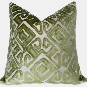 Green Velvet Throw Pillow Cover, Cut Velvet pillow, Luxurious toss pillow, cover only, square or lumbar