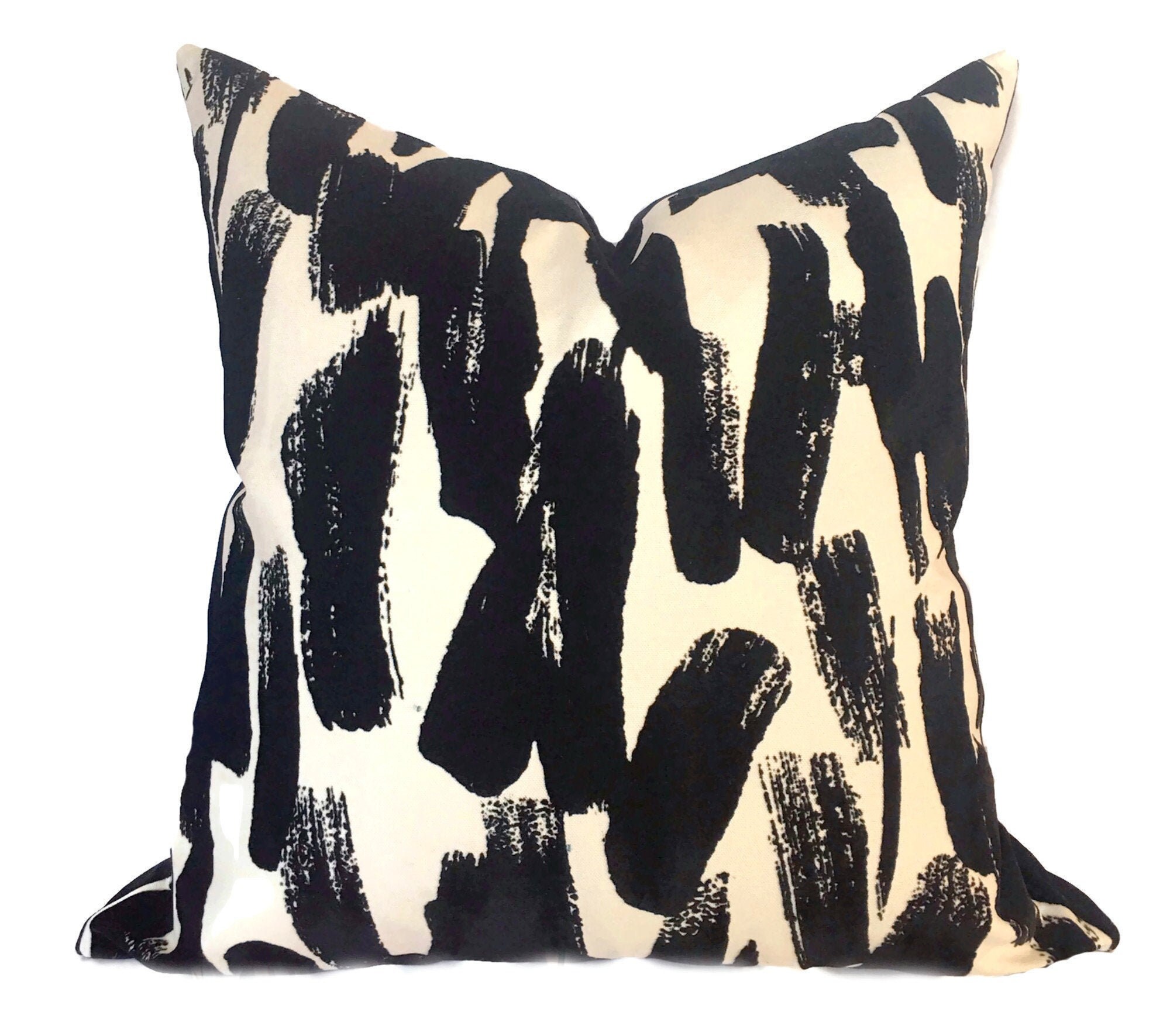 Velvet Pillow Cover Black Ivory Throw Pillows Modern Home Etsy