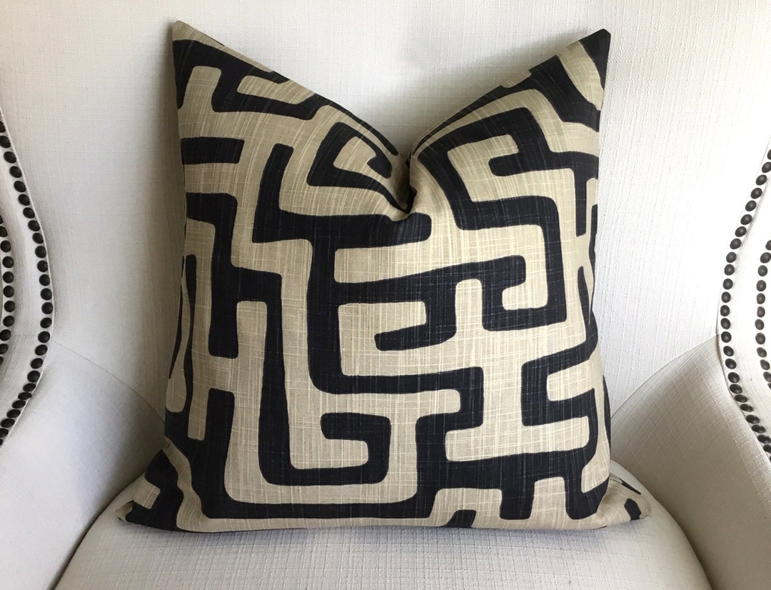 Black Tan Pillow Cover, Geometric Throw Pillow, Home Living Design